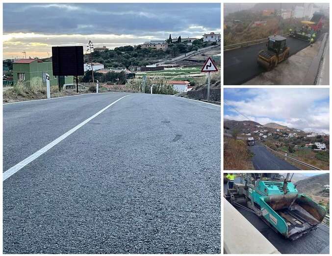 Collage de fotos de los trabajos en curso en la GC-130/TA.